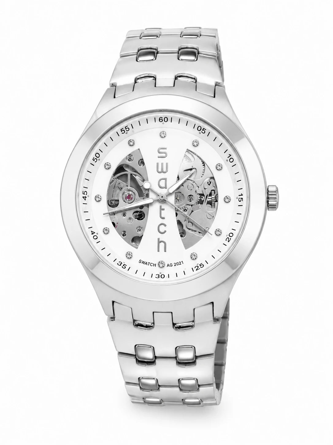 🕰️ montre swatch papillon  argente-blanc