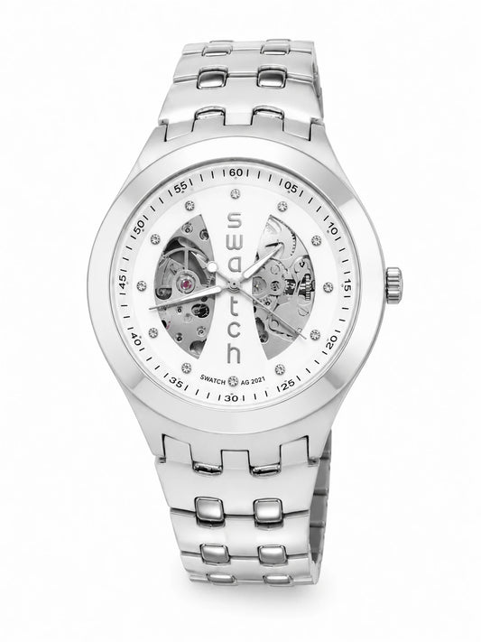 🕰️ montre swatch papillon  argente-blanc